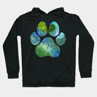 Green and Blue Paw Print Hoodie